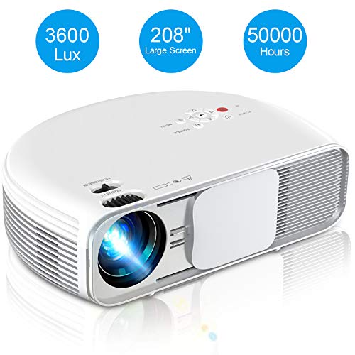 Video Projector, iBosi Cheng Home Theater Projector LCD Portable Projector 1080P Full HD Projector with 3600 Lux, 208″ Large Screen, Support with HDMI USB VGA Ports for TV Box Laptop Smartphones