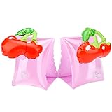 HeySplash Inflatable Arm Bands for Kids, Floatation Sleeves Floats Tube Water Wings Swimming Arm Floats Cute, Cherry Pink