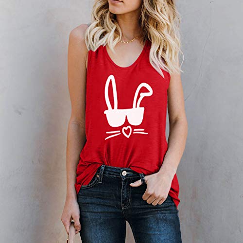 YKARITIANNA Women Letter Vest Sleeveless Loose Crop Tops Tank Tops Blouse Tops T-Shirt Red