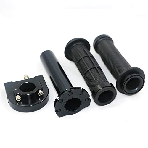 Yibid Motorcycle 7/8" Handlebar Rubber Gel Hand Grips and Throttle Gas Tube CNC Aluminum for 22MM Standard Bar Honda Yamaha Suzuki Kawasaki Ducati Sport Custom Street Dirt Bikes (Black)