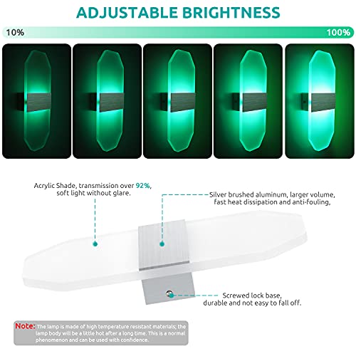 JIRVY Wandleuchte Innen LED Intelligente Bluetooth APP Wandleuchte 12W RGB+CCT Dimmbar 2 Stücke Acryl Modern Wandlampe für Wohnzimmer Treppenhaus Schlafzimmer Flur