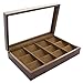 Caddy Bay Collection Wood Pocket Watch Case Storage Holder Glass Top Display with Vintage Finish Holds 12 Pocket Watches
