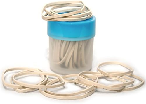 JP Eco Bands - Heavy Duty Long Lasting Rubber Bands - Size #32, Colour White (1 PACK, Approx. 50 pcs) - Stored in Stylish And Handy Round Multi-use Small Plastic Container With Lid You'll Love!