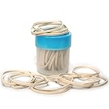 JP Eco Bands - Heavy Duty Long Lasting Rubber Bands - Size #32, Colour White (1 PACK, Approx. 50 pcs) - Stored in Stylish And Handy Round Multi-use Small Plastic Container With Lid You'll Love!