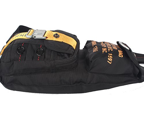 Innturt Nylon Sling Bag Daypack Chest Bag Messenger Backpack Outdoor (Black & Yellow) - Thumbnail 4