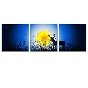 3 Panel Beautiful Moonlit Night Pictures Home Wall...