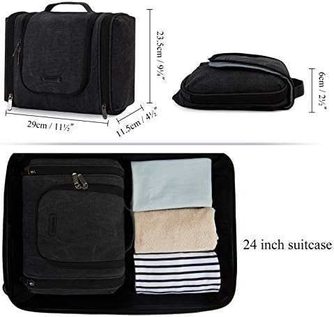 Toiletry Bag, BAGSMART Canvas Travel Toiletry Organizer with hanging hook, Water-resistant Cosmetic Makeup Bag Travel Organizer for Shampoo, Full Sized Container, Toiletries, Black 6 Toiletry Bag, BAGSMART Canvas Travel Toiletry Organizer with hanging hook, Water-resistant Cosmetic Makeup Bag Travel Organizer for Shampoo, Full Sized Container, Toiletries, Black