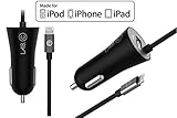 LABC Lightning Car Chager, 2port With Apple MFi-Certified Lightning Cable-4Feet - Black(LABC-591-GR)