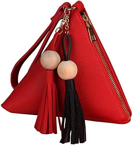 Prefer To Life Triangle Makeup Organizers Red Wristlet Purse Lovely Cute Smart Zipper Pouches for Girls
