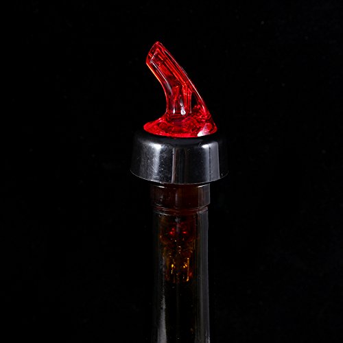 Automatic Measure Liquor Pourers, Plastic Measured Liquor Spirit Pourer Free Flow Wine Bottle Pour Spout Stopper Transparent for Home Bar (Red, 6)