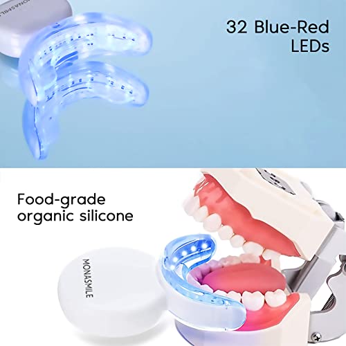 Monasmile Teeth Whitening Kit with LED Light, Teeth Whitener with 3 Carbamide Peroxide Tooth Whitening Gel Pen, Help Removing Stains from Smoking, Coffee, Soda, Food