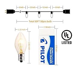 C9 Clear Christmas String Light Set, 50 Feet
