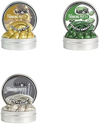 Crazy Aaron's 3 Pk. 1.6oz Thinking Putty (Precious Gems Persian Emerald and Precious Metals Good as Gold &amp; Pure Platinum)