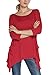 Women's Plus Size 3/4 Sleeve Tunic Tops for Leggings Loose Pocket Shirt (3XL, Red)