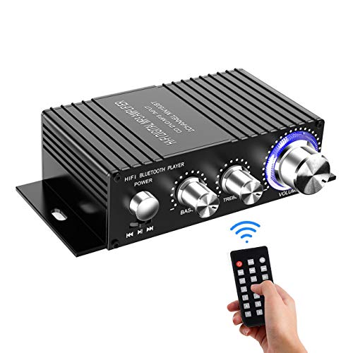 Wireless Bluetooth Stereo Mini Amplifier – 100W Dual Channel Sound Power Audio Receiver USB, AUX for Home Speakers with Remote Control – Power Adapter Not Included