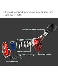 RevoNext RX8S   Auriculares in ear con aislante de ruido, 1DD + 2BA, diseño híbrido, incluye auriculares HiFi de triple controlador dinámico con cable desmontable de 2 pines y una funda de silicona