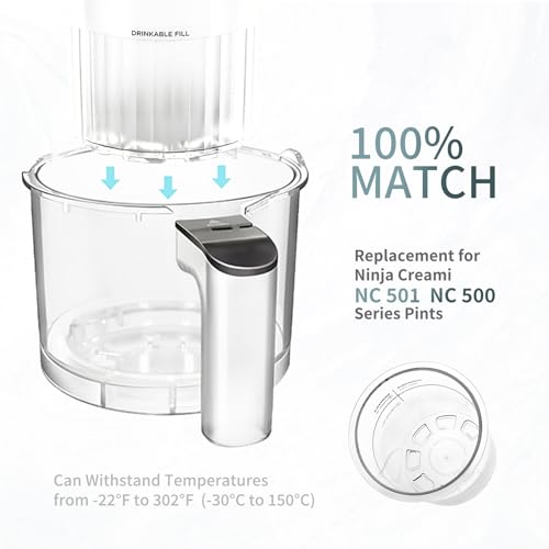 NC500 for Ninja Creami Deluxe 11in1 Pints and Lids 4 Pack, 24 oz