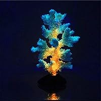Danmu 1pc Glowing Effect Artificial Coral Plant Ornament for Fish Tank Aquarium Decoration (Yellow)