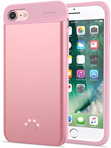 iPhone 7/8 Battery Case,Smpoe 3000mAh Ultra Slim Extended Rechargeable Portable Charging Case for iPhone 8/7/6/6S, External Battery Backup Case (4.7"-Pink)
