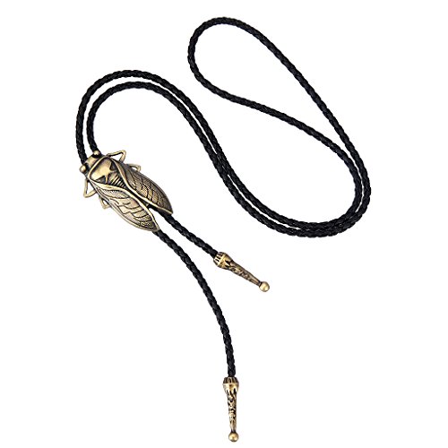 COOLLA Bolo tie- Handmade Western Cowboy Black Vintage Cicada Pendant for Women,Men (Black)