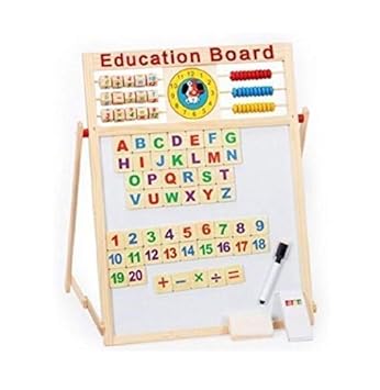 Multipurpose Double-Sided Magnetic Wooden Writing, Drawing and Abacus Education Board for Kids