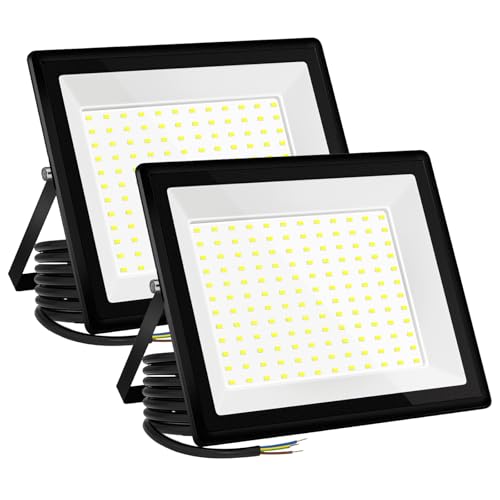 VistaNovaX 150W Industrial 16500LM 6500K Daylight White IP66 Waterproof, Efficient Heat Dissipation, Saving 85% Outdoor LED Spot Light for Courtyards/Gardens/Warehouses/Garages (2 pcs)