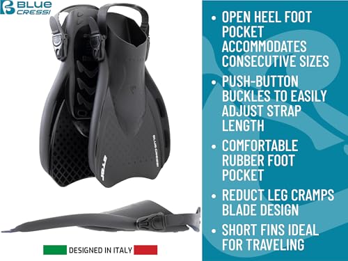 CRESSI Since 1946 - Star Fins - Adjustable Compact Fins, Powerful Ventilated Shoe, Comfortable Shoe, Ideal for Swimming, Snorkeling and Traveling - Adults