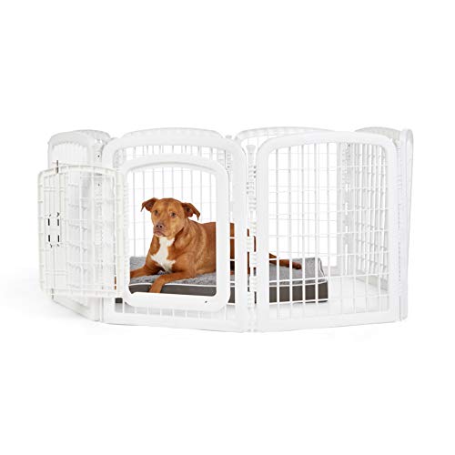 Amazon Basics 8-Panel Octagonal Plastic Pet Pen Fence Enclosure With Gate, 59 x 58 x 28 Inches, White