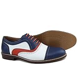 Ferro Aldo MFA-19355 Men's Blue Red White Perforated Lace Up Dress Classic Oxford Shoes