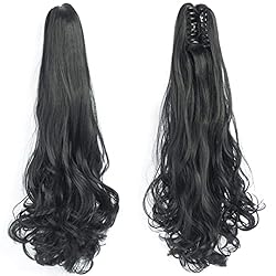 22 Inch Long Wavy Hair Ponytail Synthetic Wrap On