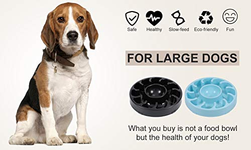 Plastic Slow Feeder Bowl Slow Down Eating Bowl Hold Dry or Wet Food for Large Dogs Anti-gulp Reduce Slip Petal-shaped Bowl Dog Bowl Slow Eating Stop Bloat for Fast Eater 2 Pack Fun Feeder,Black+Blue
