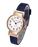 Top Plaza Womens Ladies Classic Simple Leather Analog Wrist Watch Rose Gold Case Arabic Numerals Casual Dress Quartz Watches,Small Dial