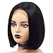 ATZHAIR 4x4 Lace Front Wigs Brazilian Remy Human Hair Wig Straight Short Bob Wig Pre Plucked with Baby Hair for African American Women Natural Color(8 Inch with 150% Density)