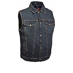 Men’s Snap Front Denim Vest w/Shirt Collar (Blue,) www.denim.fit