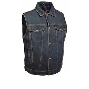 Men’s Snap Front Denim Vest w/Shirt Collar (Blue,) www.denim.fit
