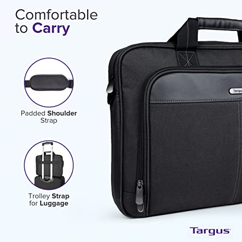 Targus Classic Slim Laptop Bag - Ergonomic Briefcase and Messenger Bag - Spacious Foam Padded for Laptops and Under