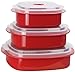 Reston Lloyd Nesting Microwave Containers, Set of 3, Adjustable Steam Vents, Airtight, Meal Prep, Durable BPA-Free Plastic- Freezer & Dishwasher Safe, Cookware & Food Storage, Anyday Cookware, Red