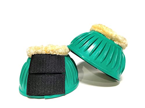 Equipride OVERREACH BOOTS BELL BOOTS MADE RUBBER WITH FAUX FUR LINED XXL-XS (M, Green)