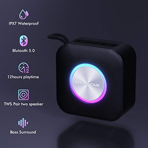 IPX7 Waterproof Portable Bluetooth Speaker, EDUP HOME Bluetooth Speaker,12-Hour Long Playtime, Wireless Camping Speaker with Surround Sound Stereo