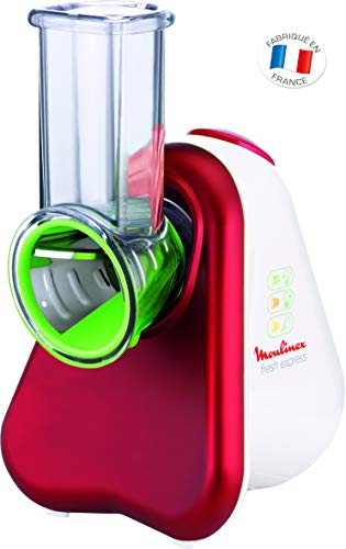 Moulinex Fresh Express 3 en 1 Découpe légumes électrique, Râpe, Emince, Gratte, Mandoline, Fabriqué en France, Rouge…