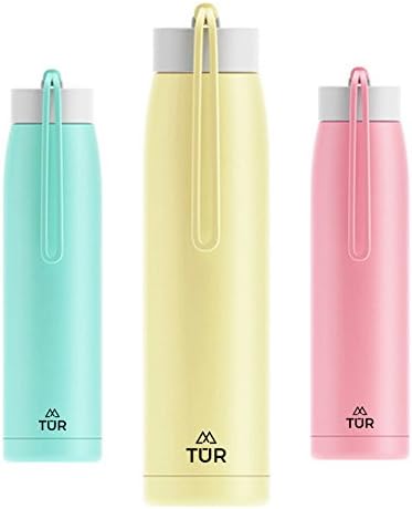 TUR Hydration Colorful Stainless Steel Double Wall Vacuum Insulated Water Bottle - 12oz - Leak Proof - Eco-Friendly &amp; BPA Free - Perfect For Kids, Gym, School, Office - Keeps Hot or Cold (Yellow)
