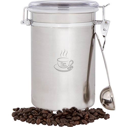 PureJava Coffee Canister ~ Large Coffee Container ~ Bonus Stainless Steel Coffee Scoop AND Bonus Coffee Recipe eBook With Cold Brew Coffee Recipe Included - Thumbnail 5