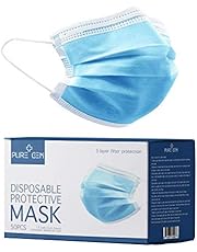 Disposable Face Mask, 3-Ply Adult Masks, Single Use Facial Cover with Elastic Earloops For Home, Office, School, and Outdoors