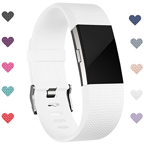 Wepro Replacement for Fitbit Charge 2 HR Bands, Buckle, White, Small