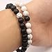 UEUC Distance Couple Bracelet His and Hers Black Matte Agate & White Stone 8mm Beads Bracelet