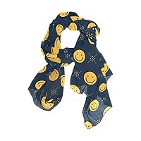 ANINILY Scarfs for Women Lightweight Yellow Smiley Face Print Shawl Head Wraps