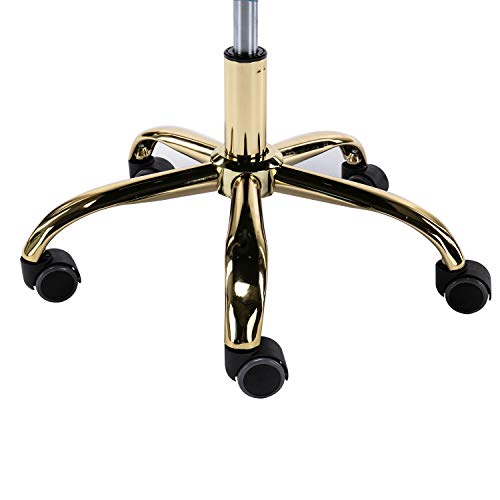 Guyou Pink Velvet Gold Desk Chair with Wheels Armless Upholstered