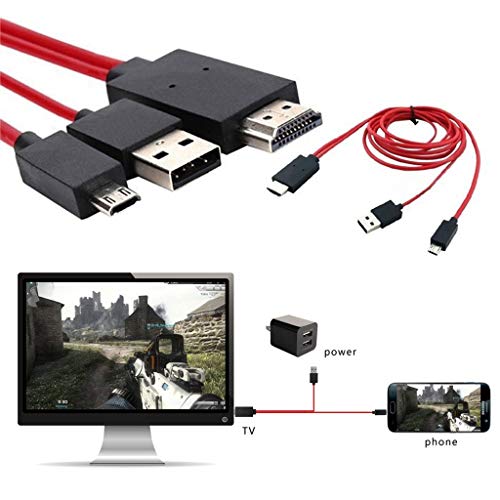 Aobiny USB C Micro-USB to HDMI 4K Cable HDTV TV Digital AV Adapter for Samsung (Red)