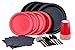 Party Lovers Premium Party Supplies Disposable Dinnerware Set - 20pc Includes Black and Red Dinner Plates, Cutlery, Tablecloth Napkins and Cups - Birthday Paper Tableware Collections