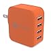 iPhone Charger, with Lightning Cable and Micro USB Cable, Smart Multi-Port USB Travel Wall Charger by Wanshine, 31W/6.2A - 4 Port, Compatible with iPhone X/8/7, Samsung Galaxy S9/S8/S7, Orange
